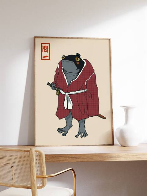 Matsumoto Hoji Art Print, Japanese Poster, Frog, Vintage Animal Art, Funny Gift, A1/A2/A3/A4 - image 1