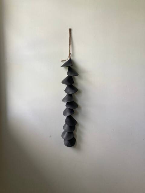 Handmade Matte Black Ceramic Wall Hanging Minimalist Artisan Decor - image 1