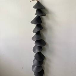 Handmade Matte Black Ceramic Wall Hanging Minimalist Artisan Decor - thumbnail 3