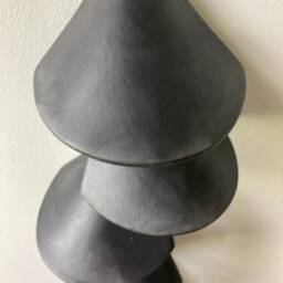 Handmade Matte Black Ceramic Wall Hanging Minimalist Artisan Decor - thumbnail 2