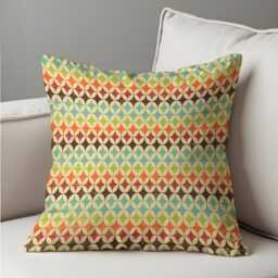 Retro Geometric Cushion Cover, Colorful Mid Century Circle Pattern Pillow Case, Classic Style Sofa Decor, 60S 70S Home Accent - thumbnail 2