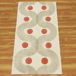 Hand-Block Printed Cotton Rug, Sky Blue Circles - thumbnail 4