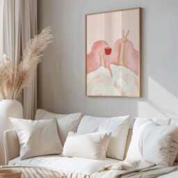 Coffee in Bed Print, Minimal Pink Bedroom Wall Art, Morning Routine Poster, Editorial Illustration, Self Care Decor - thumbnail 2