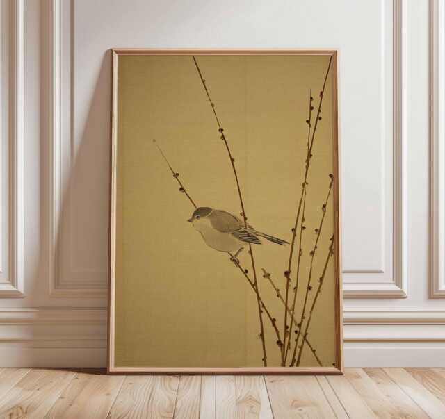 Japanese Bird Wall Art, Oriental Ink Painting Poster Print, Minimalist Nature Artwork, Zen Animal Decor, Traditional Asian Print - image 1