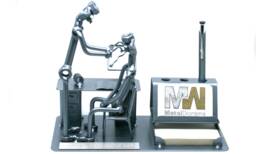 Ophthalmology Eye-Specialist Unique Gift, Business Card Holder Office Desc Organizer Nuts & Bolts Sculpture, Welded Metal Art Thank You Gift - thumbnail 1