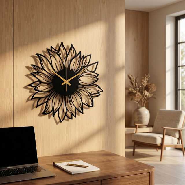 Sunflower Metal Wall Clock, Silent & Unique Clock, Modern Clock, Clocks For Wall, Mid Century Wanduhr, Horloge - image 1
