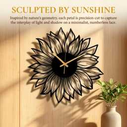 Sunflower Metal Wall Clock, Silent & Unique Clock, Modern Clock, Clocks For Wall, Mid Century Wanduhr, Horloge - thumbnail 2