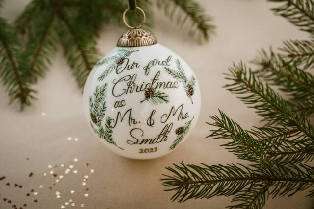 Our First Christmas As Mr & Mrs Ornament, Newlywed Married Ornament By Maerriment - image 1