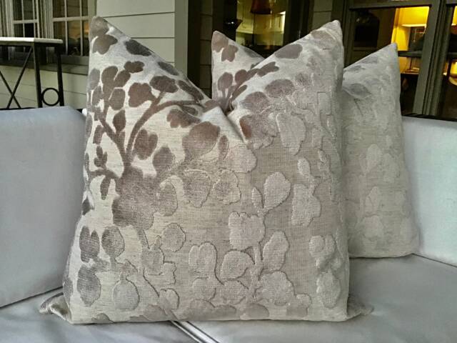 Blossom in Natural - Stone Raised Linen Velvet Floral Cover - image 1