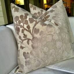 Blossom in Natural - Stone Raised Linen Velvet Floral Cover - thumbnail 3