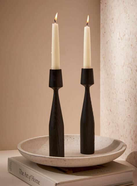 Ash Wood Candleholder Set Of 2 Albert Hand Turned Candlesticks For Hygge Decor. Minimalist Candle Holder Table Decor - image 1