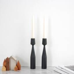 Ash Wood Candleholder Set Of 2 Albert Hand Turned Candlesticks For Hygge Decor. Minimalist Candle Holder Table Decor - thumbnail 3