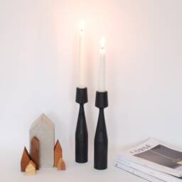 Ash Wood Candleholder Set Of 2 Albert Hand Turned Candlesticks For Hygge Decor. Minimalist Candle Holder Table Decor - thumbnail 4