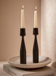 Ash Wood Candleholder Set Of 2 Albert Hand Turned Candlesticks For Hygge Decor. Minimalist Candle Holder Table Decor - thumbnail 1
