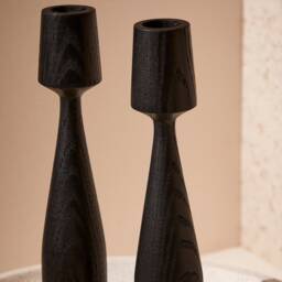 Ash Wood Candleholder Set Of 2 Albert Hand Turned Candlesticks For Hygge Decor. Minimalist Candle Holder Table Decor - thumbnail 2