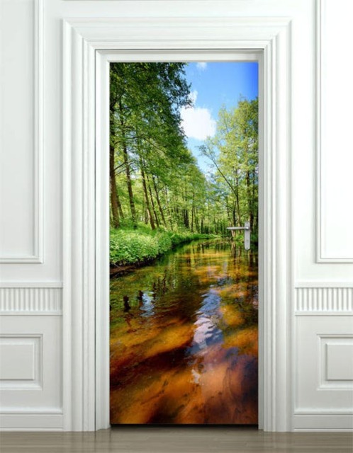 River Forest Door Sticker, Wallpaper, Mural, Bedroom Living Room Home Decor, Wall Decor Cover - image 1
