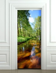 River Forest Door Sticker, Wallpaper, Mural, Bedroom Living Room Home Decor, Wall Decor Cover - thumbnail 1