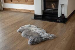 Genuine Natural Gray Sheepskin Rug - Throw Chair Cover -Super Soft Rug- Scandinavian Style - thumbnail 1