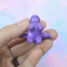 Handmade Purple Bat Cat Figurine Kawaii Spooky Desk Decor - thumbnail 3