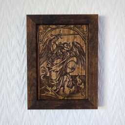 "Saint Michael Slaying The Dragon - Albrecht D??rer, C.1498 Renaissance Woodcut Framed Reproduction On Oak Veneer Hand Finished 7""x9" - thumbnail 1