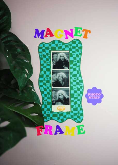 Photo Booth Strip Magnetic Frame - Green & Blue Checkerboard
