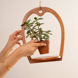 Plant Hanger, Classic Retro, Mid-Century Modern, Handmade Hanging Planter, Wooden Window Shelf - thumbnail 2