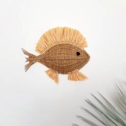 "Wicker Fish Wall Decor Nursery Marine Theme - 12.99""x10.62" - thumbnail 2