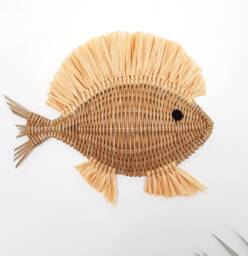 "Wicker Fish Wall Decor Nursery Marine Theme - 12.99""x10.62" - thumbnail 1
