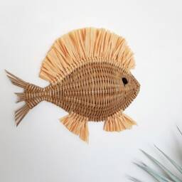 "Wicker Fish Wall Decor Nursery Marine Theme - 12.99""x10.62" - thumbnail 3