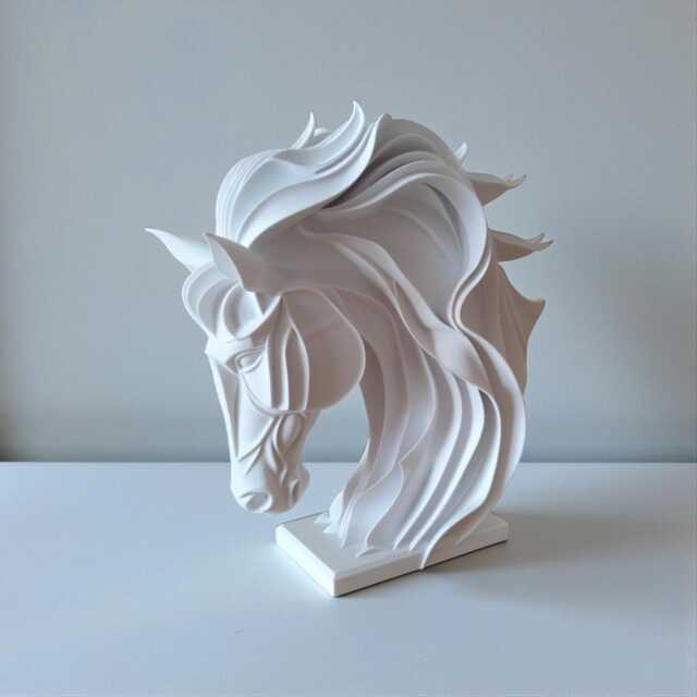 White Horse Head Sculpture - Modern Equestrian Home Decor UK Lover Gift Contemporary Ornament Mantelpiece Statement Art - image 1