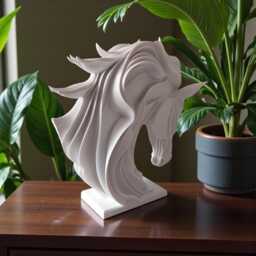 White Horse Head Sculpture - Modern Equestrian Home Decor UK Lover Gift Contemporary Ornament Mantelpiece Statement Art - thumbnail 2