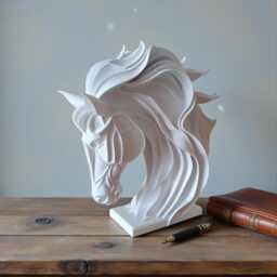 White Horse Head Sculpture - Modern Equestrian Home Decor UK Lover Gift Contemporary Ornament Mantelpiece Statement Art - thumbnail 3