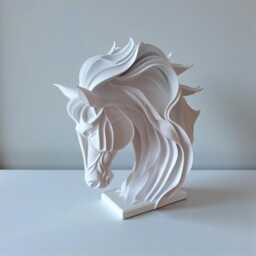 White Horse Head Sculpture - Modern Equestrian Home Decor UK Lover Gift Contemporary Ornament Mantelpiece Statement Art - thumbnail 1