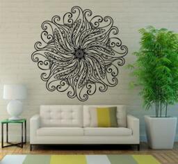 Mandala Wall Decal Flower Vinyl Sticker Indian Lotus Murals Interior Home Decor - 7Ma4L - thumbnail 1