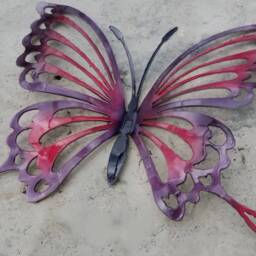 Purple & Pink Metal Butterfly Wall Art, Decor For Garden, Non Rust Aluminum Decor, Butterflies Girls Room - thumbnail 3