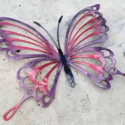 Purple & Pink Metal Butterfly Wall Art, Decor For Garden, Non Rust Aluminum Decor, Butterflies Girls Room - thumbnail 2