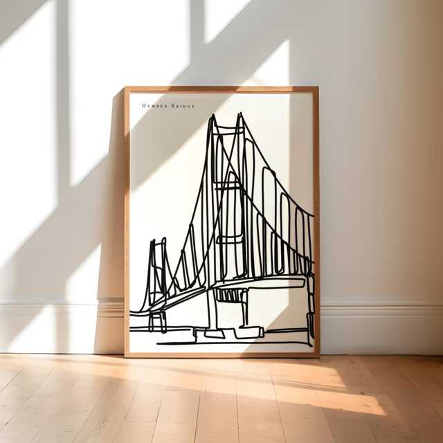 Humber Bridge Art Print/Hull Black & White Wall City Gift - image 1
