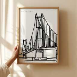 Humber Bridge Art Print/Hull Black & White Wall City Gift - thumbnail 3