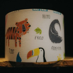 Animal Magic Drum Lampshade Handmade Scion Fabric, Nursery Decor - thumbnail 2