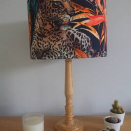 Leopard Wild Lampshade Exotic Floral Jungle Animal Handmade Fabric Drum Lamp Shade Ceiling Pendant Or Table Floor - thumbnail 3