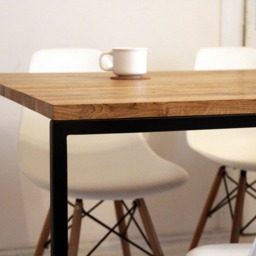 steel Frame Dining Table Basic Nio Ii, Modern Industrial Table, For Room, Solid Oak Wood Black Metal Base Kitchen - thumbnail 3