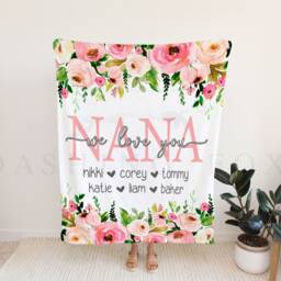 Christmas Blanket, Gift, Floral Style Personalized Mom Gift For Grandparent, Birthday - thumbnail 2