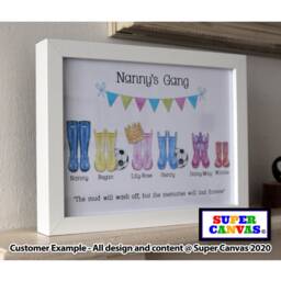 Grandparents Handmade Wellie Boot Personalised Grandchildren Family Portrait Framed A4 Print Grandma Grandad Nana Birthday Mothers Day Gift - thumbnail 1