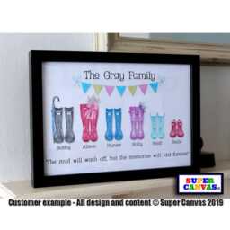Grandparents Handmade Wellie Boot Personalised Grandchildren Family Portrait Framed A4 Print Grandma Grandad Nana Birthday Mothers Day Gift - thumbnail 3