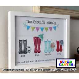 Grandparents Handmade Wellie Boot Personalised Grandchildren Family Portrait Framed A4 Print Grandma Grandad Nana Birthday Mothers Day Gift - thumbnail 4