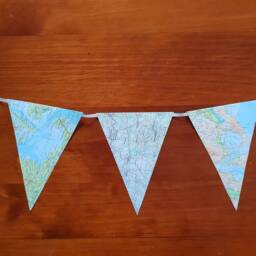 Vintage Atlas Page Bunting, Travel Party Decor - thumbnail 3