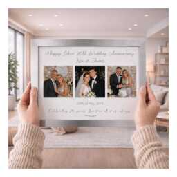 Personalised Silver 25Th Wedding Anniversary Photo Frame, Custom 3 Montage Gift For Couples, 25 Year Married Keepsake, 6 Frame Choice - thumbnail 1