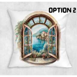 Coastal Window View Canvas Cushion Cover - Mediterranean Decor - thumbnail 2