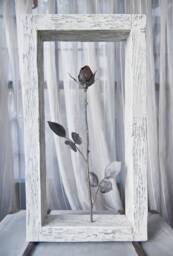 Metal Rose Wall Sculpture Wrought Iron Flower in Wood Frame By The Steel Style Things