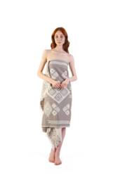 Emerald - Light Brown Ethnic Turkish Cotton Beach Towel, Personalized Bridesmaid Gift, Wedding Sarong, Handwoven Double Sided - thumbnail 1